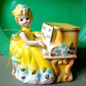 Vintage Girl playing piano